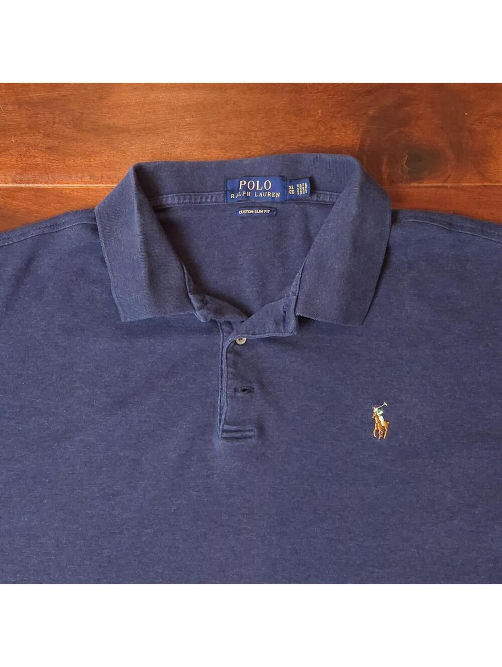 Vintage Polo Ralph Lauren Short Sleeve Polo Shirt Blue XL Flesh Pony
